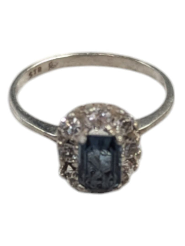 Regal Square Gem Silver Ring Size 4 1/4 (15)