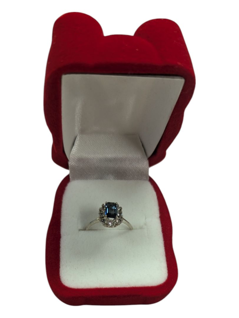 Regal Square Gem Silver Ring Size 4 1/4 (15)