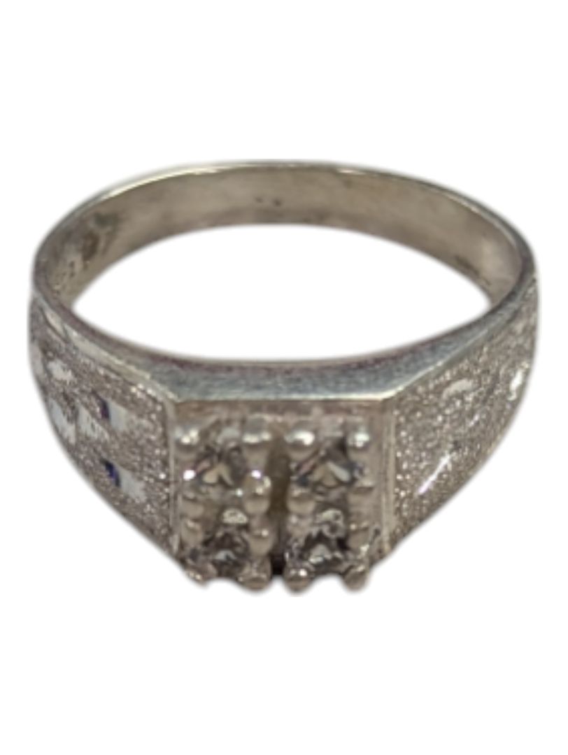 4 Gem Silver Signate Ring Size 4 (15)