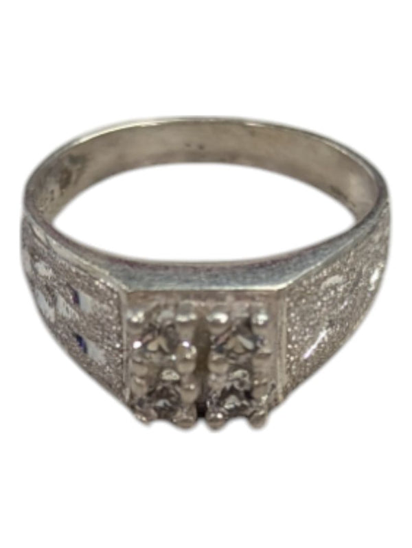 4 Gem Silver Signate Ring Size 4 (15)