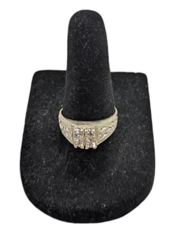 4 Gem Silver Signate Ring Size 4 (15)