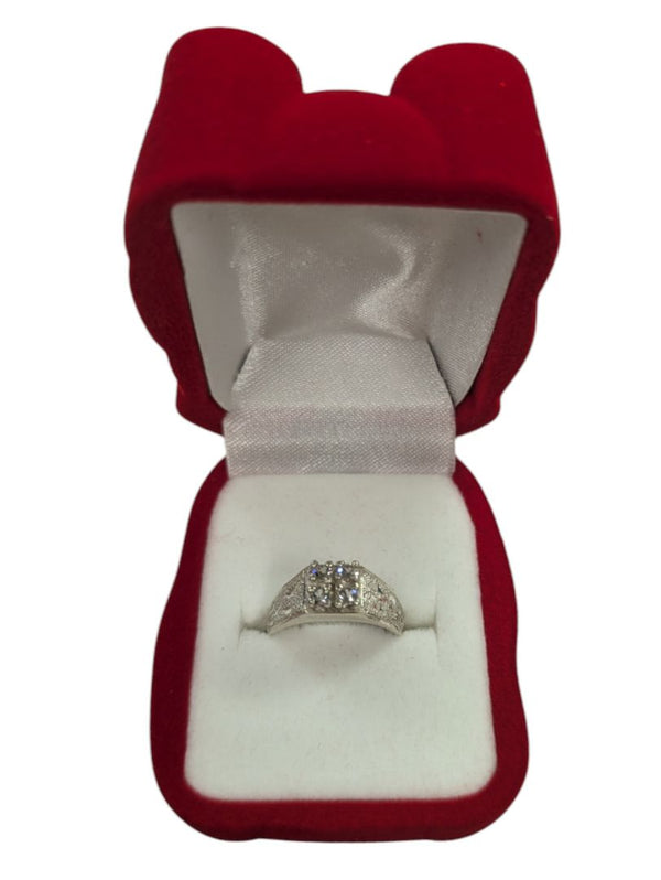 4 Gem Silver Signate Ring Size 4 (15)