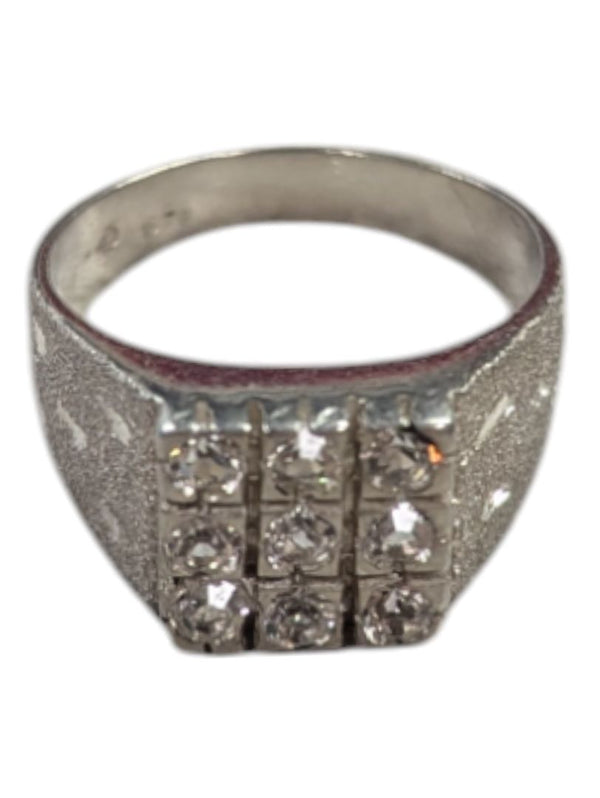 9 Gem Silver Signet Ring Size 5 (15 3/4)