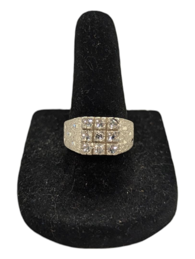 9 Gem Silver Signet Ring Size 5 (15 3/4)