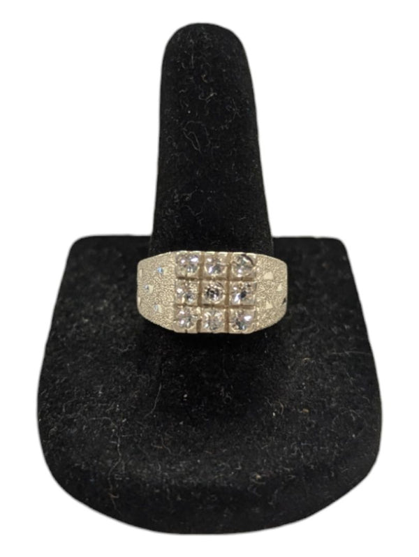 9 Gem Silver Signet Ring Size 5 (15 3/4)