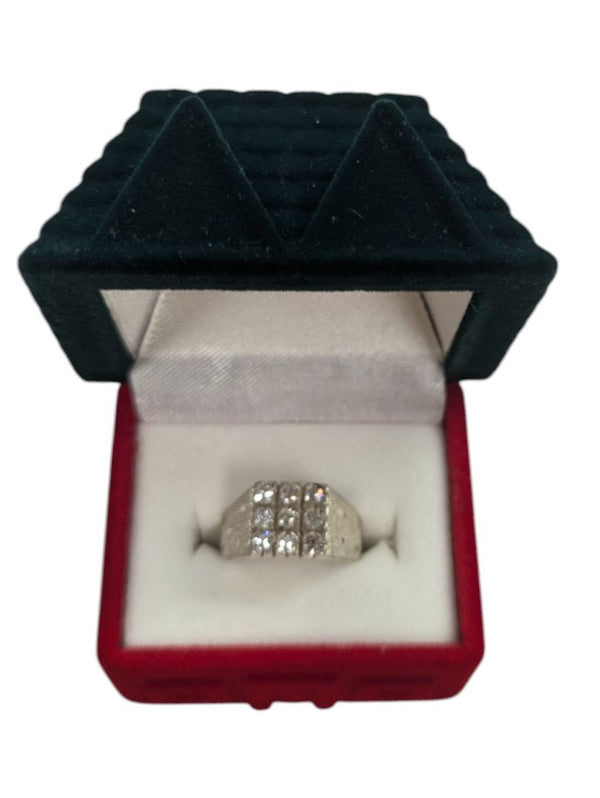 9 Gem Silver Signet Ring Size 5 (15 3/4)