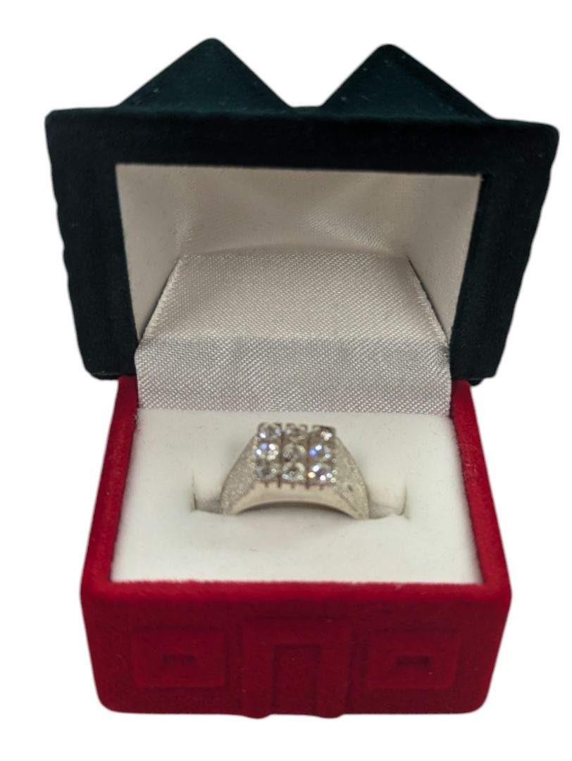9 Gem Silver Signet Ring Size 5 (15 3/4)