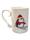 Skiing Penguin Mug with Spoon and Spoon Holder