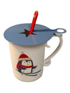 Skiing Penguin Mug with Spoon and Spoon Holder