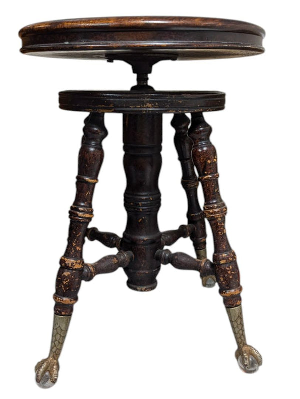 Adjustable Claw Foot Stool 14 1/2" seat 19"-24" height