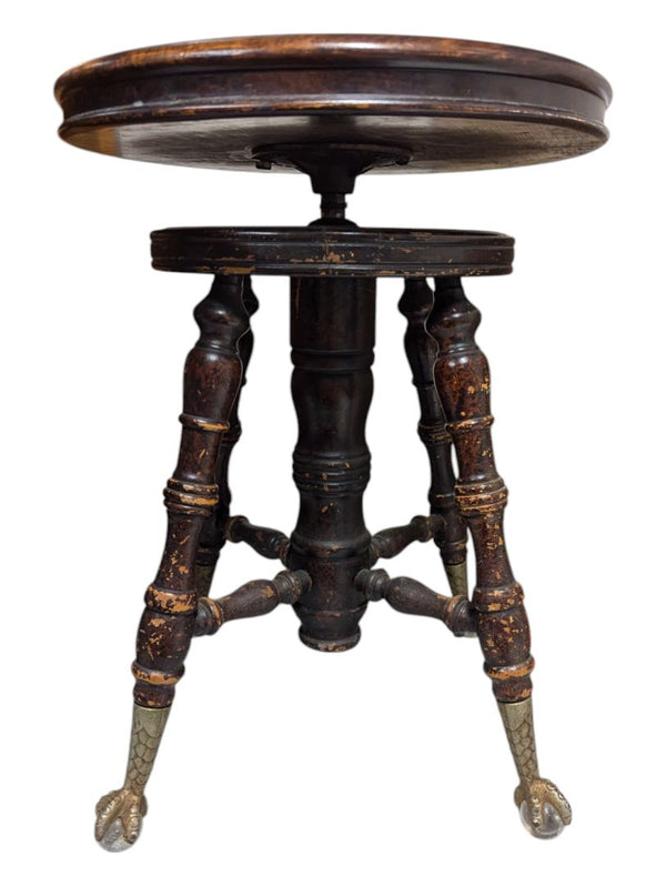 Adjustable Claw Foot Stool 14 1/2" seat 19"-24" height