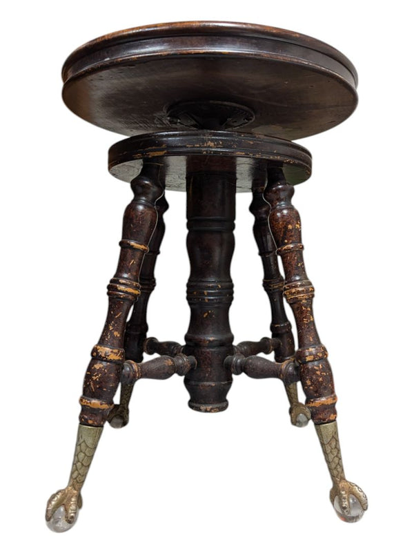 Adjustable Claw Foot Stool 14 1/2" seat 19"-24" height