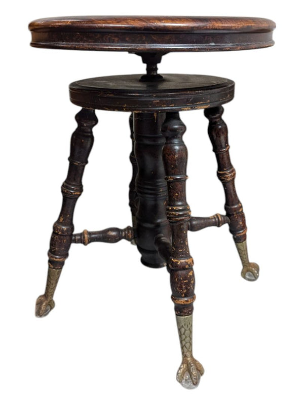 Adjustable Claw Foot Stool 14 1/2" seat 19"-24" height