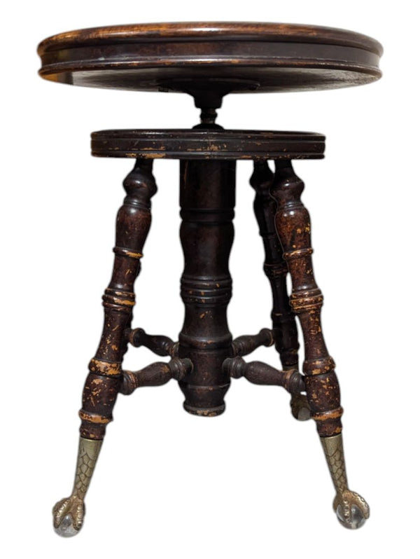 Adjustable Claw Foot Stool 14 1/2" seat 19"-24" height