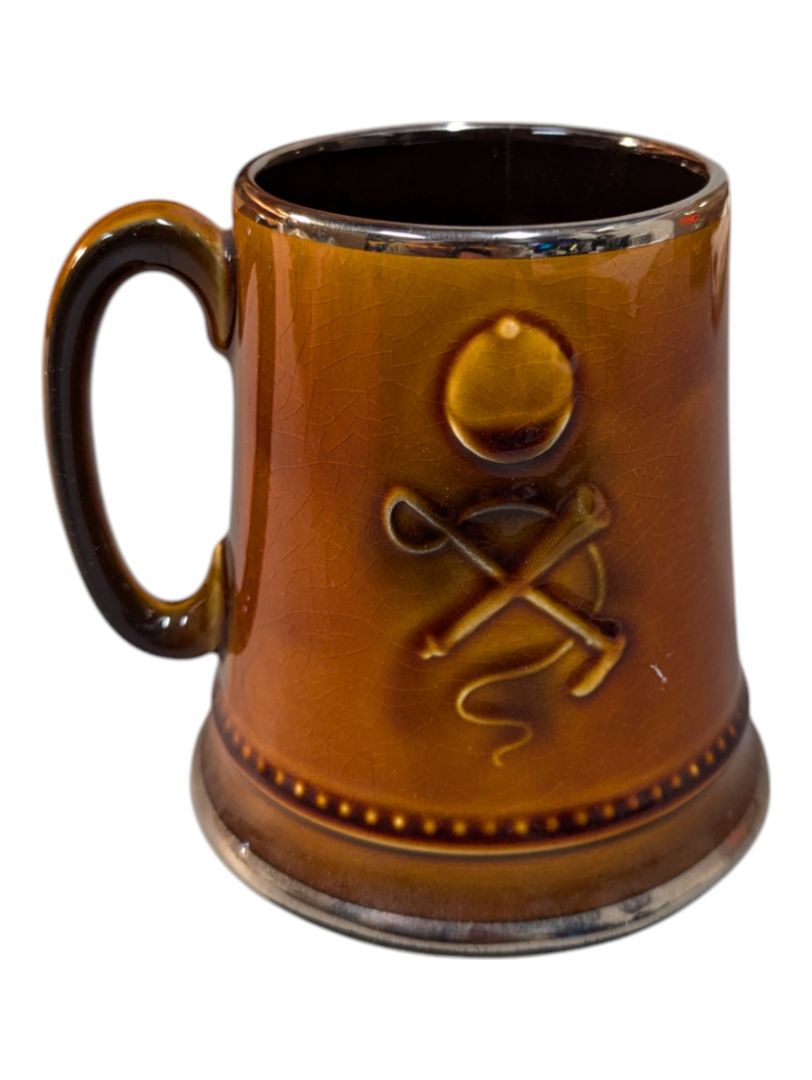 Brown Ceramic Tankard with Dog Relief