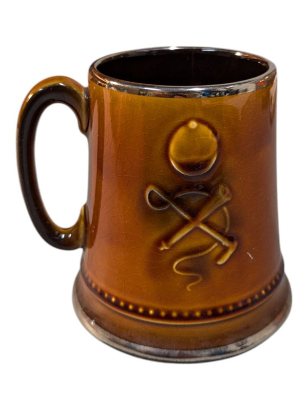 Brown Ceramic Tankard with Dog Relief