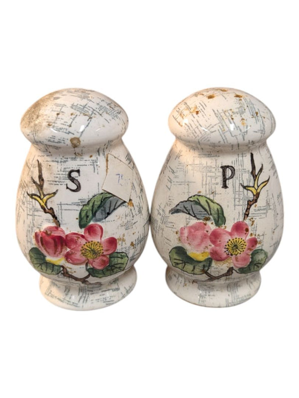 Vintage Porcelain Magnolia Salt and Pepper Shaker