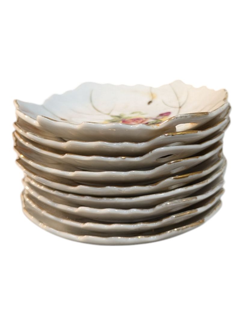Set of 9 Porcelain Leaf-Shaped Trinket Dishes