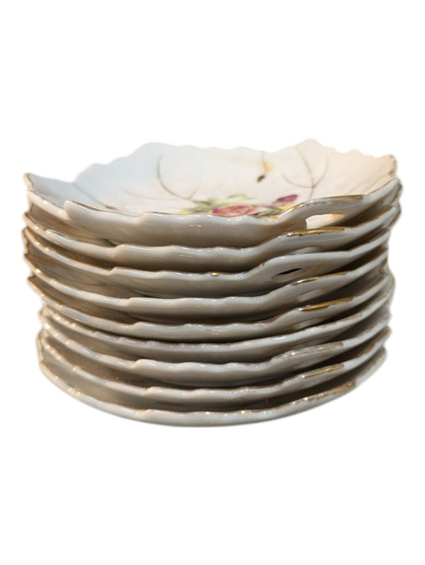 Set of 9 Porcelain Leaf-Shaped Trinket Dishes