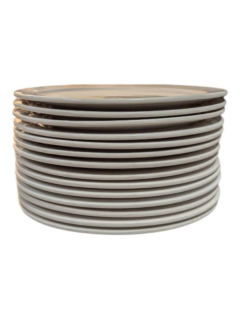 Set of 14 White Ceramic Plates