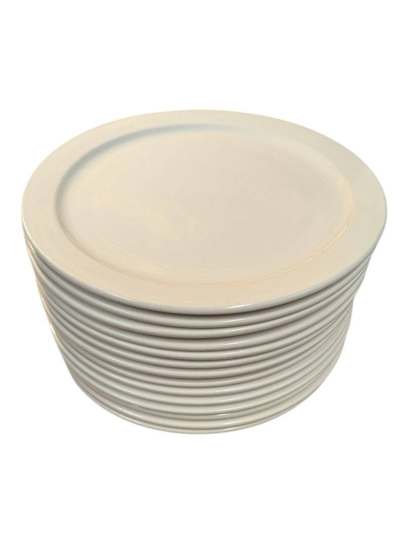 Set of 14 White Ceramic Plates