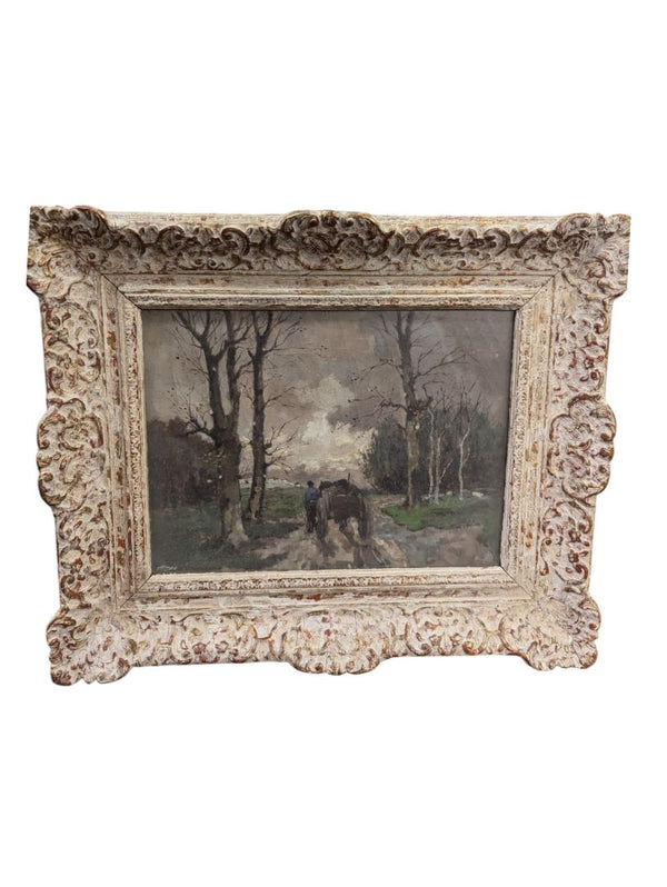 Painting of Farmer with Wagon 20" x 23" (P)