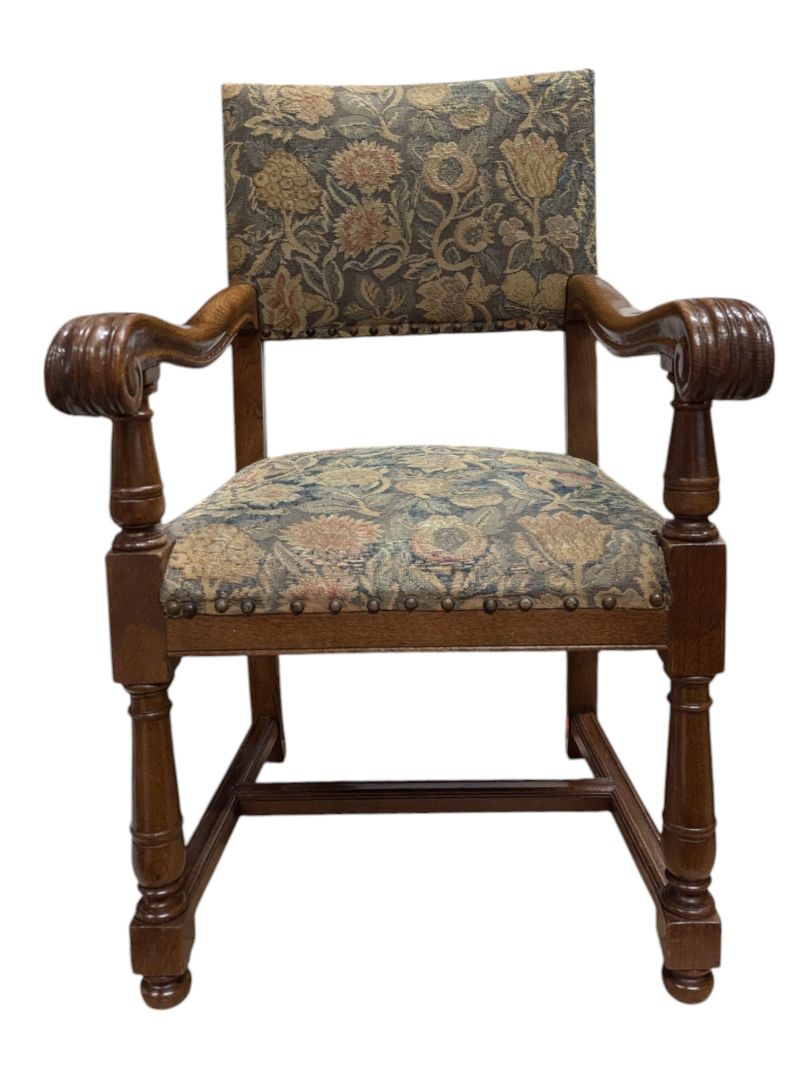 Circa 1850s, Handcrafted Louis 14th Needle Point Tapestry Chair