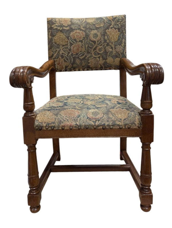 Circa 1850s, Handcrafted Louis 14th Needle Point Tapestry Chair