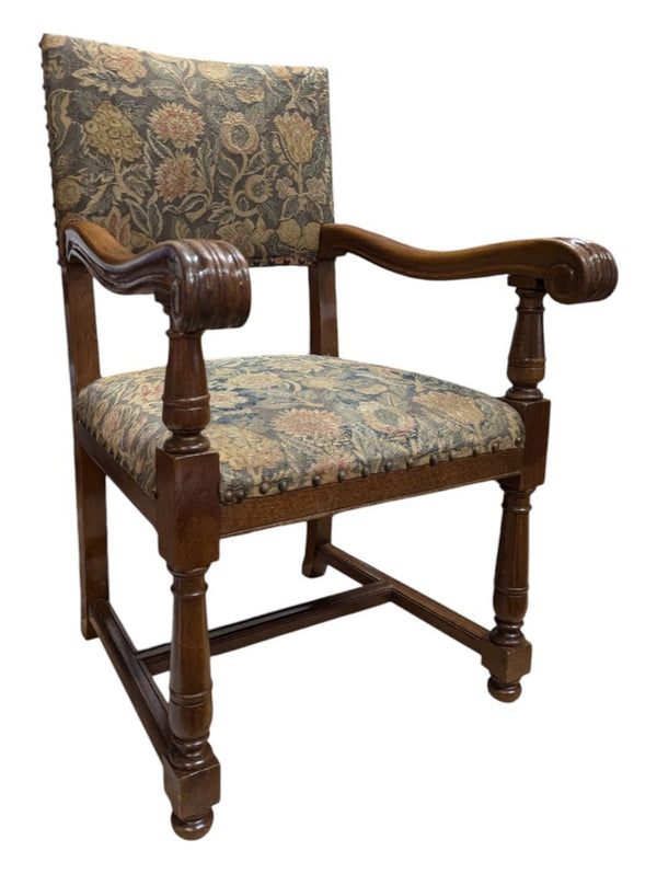 Circa 1850s, Handcrafted Louis 14th Needle Point Tapestry Chair