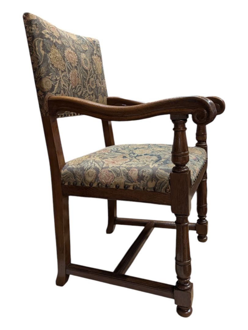 Circa 1850s, Handcrafted Louis 14th Needle Point Tapestry Chair