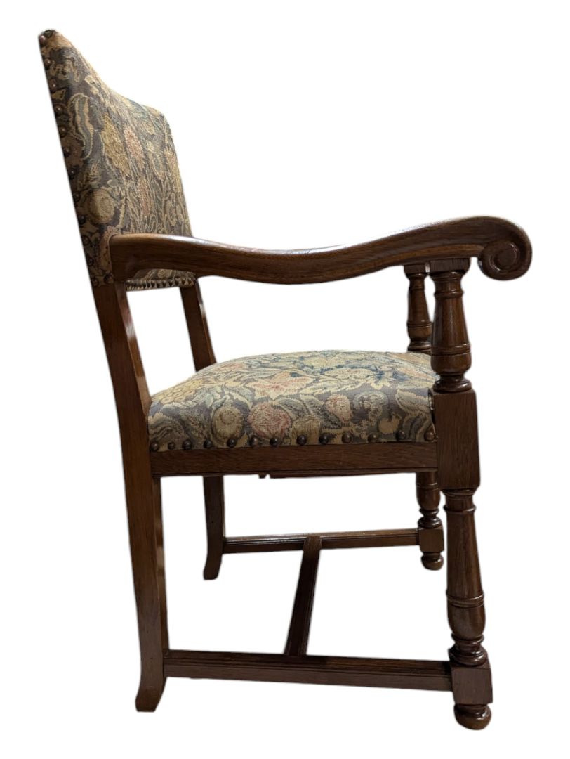 Circa 1850s, Handcrafted Louis 14th Needle Point Tapestry Chair
