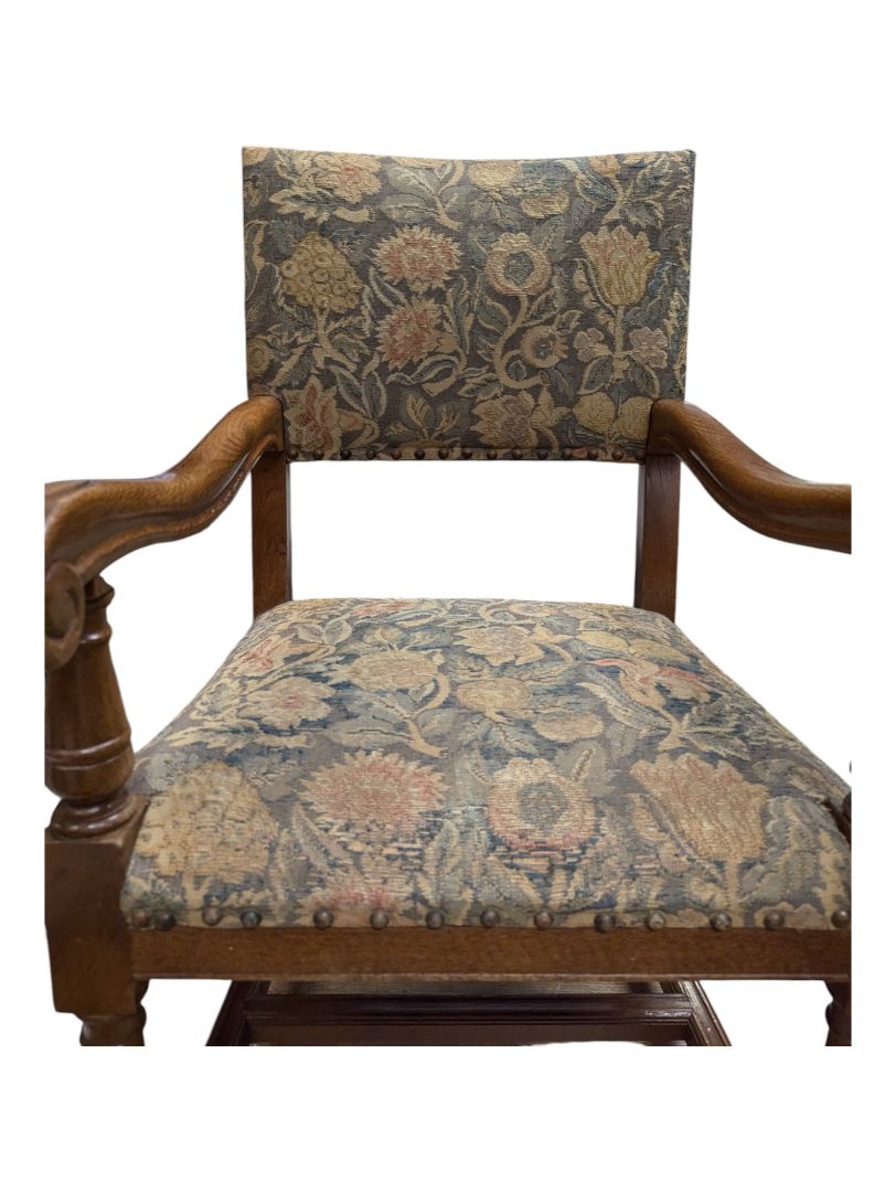 Circa 1850s, Handcrafted Louis 14th Needle Point Tapestry Chair
