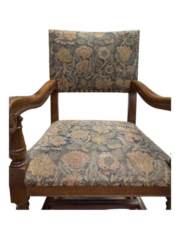 Circa 1850s, Handcrafted Louis 14th Needle Point Tapestry Chair