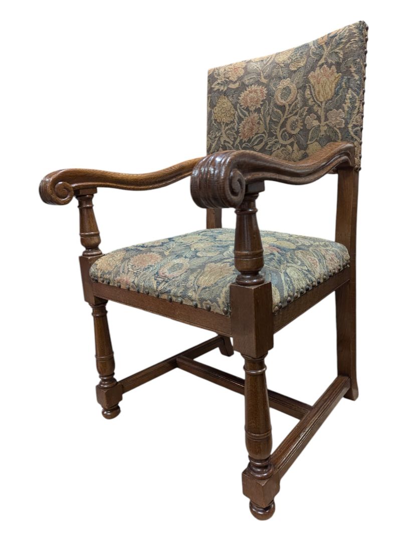 Circa 1850s, Handcrafted Louis 14th Needle Point Tapestry Chair