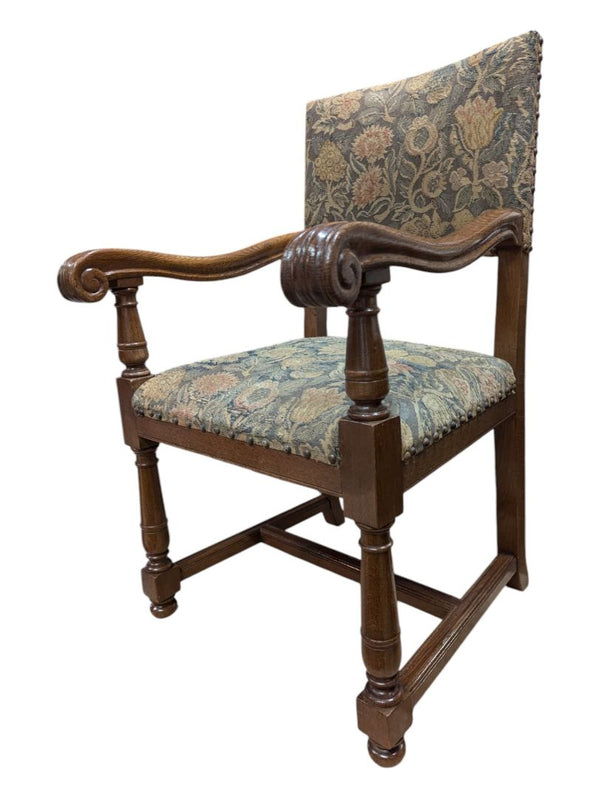 Circa 1850s, Handcrafted Louis 14th Needle Point Tapestry Chair
