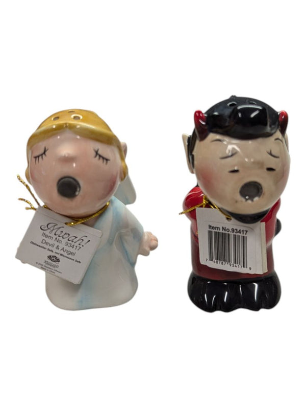 "Mwah Devil and Angel" salt and pepper shakers