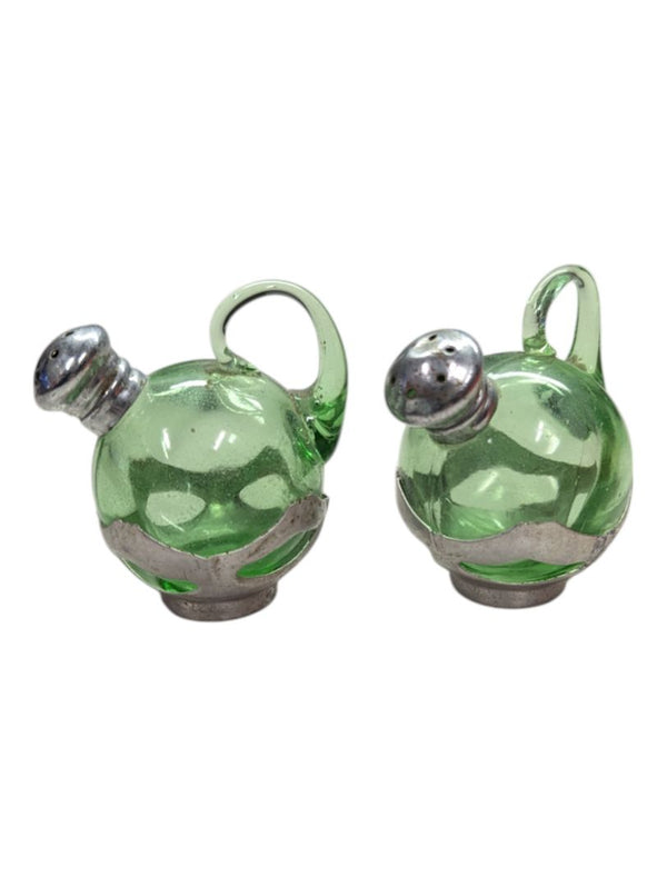 Green Glass Bottle salt and pepper shakers