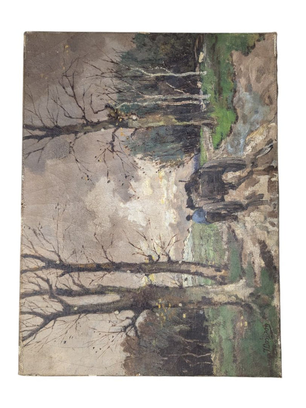 Painting of Farmer with Wagon 20" x 23" (P)