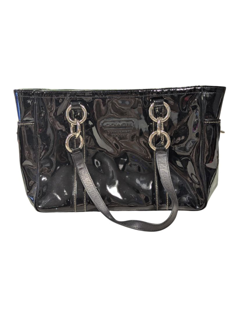 Coach Black Patent Leather Double Handle Bag