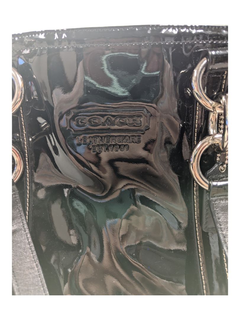 Coach Black Patent Leather Double Handle Bag