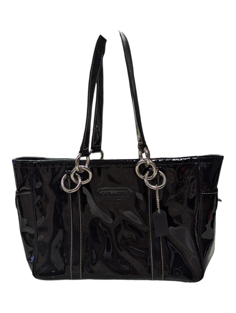 Coach Black Patent Leather Double Handle Bag