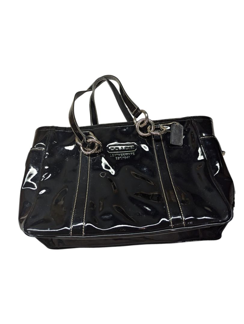 Coach Black Patent Leather Double Handle Bag