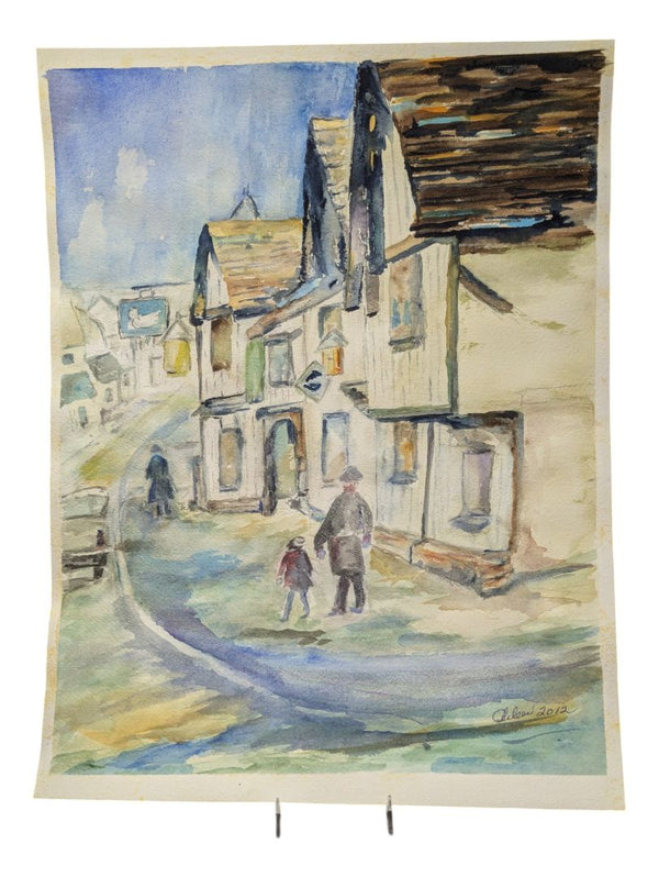 Watercolour Painting of a Village Street 12" x 16 (P)