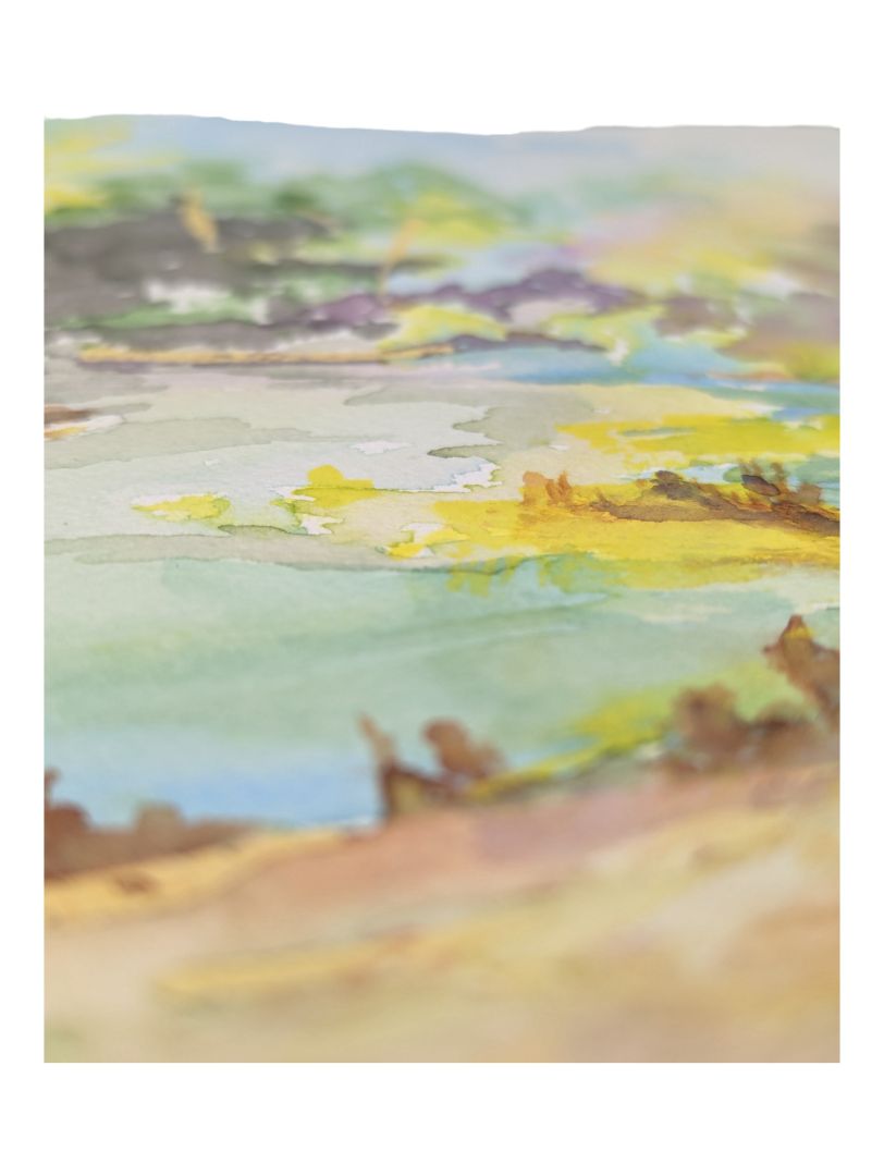 Watercolour Painting of a Sunlit Forest and River 9