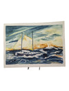Watercolour Painting of a Ship on Stormy Seas 9" x 12" (P)