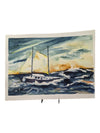 Watercolour Painting of a Ship on Stormy Seas 9" x 12" (P)