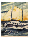 Watercolour Painting of a Ship on Stormy Seas 9" x 12" (P)