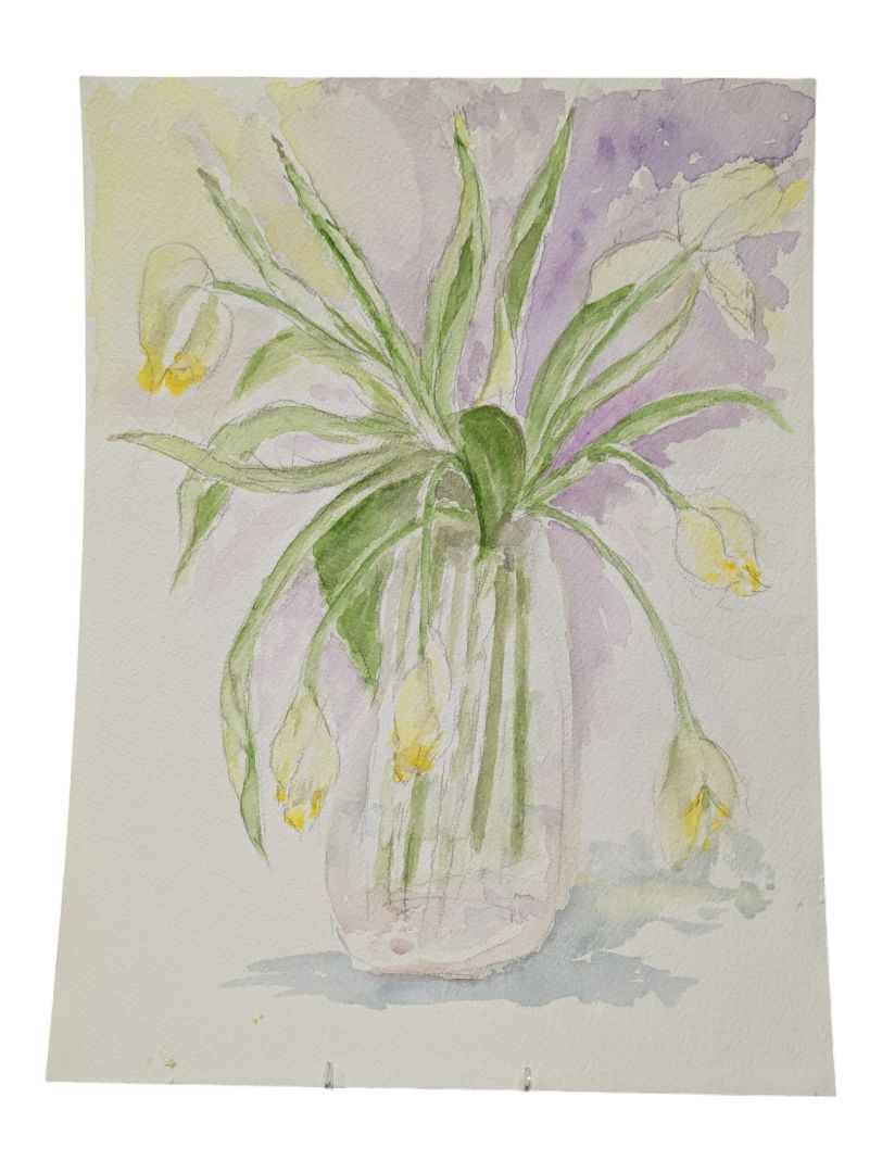 Watercolour Painting of a Tulip Vase 9