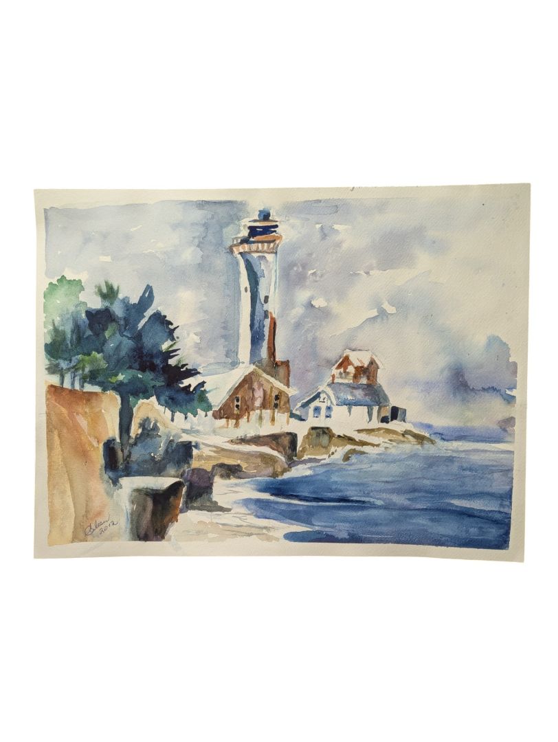 Watercolour Painting of a Lighthouse 12