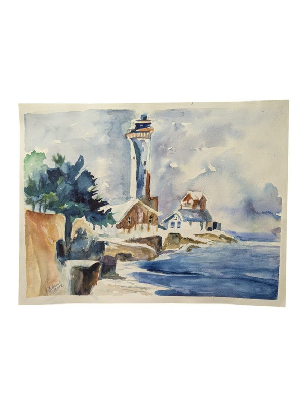 Watercolour Painting of a Lighthouse 12" x 16" (P)